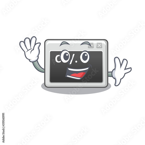 Waving friendly command window cartoon character design