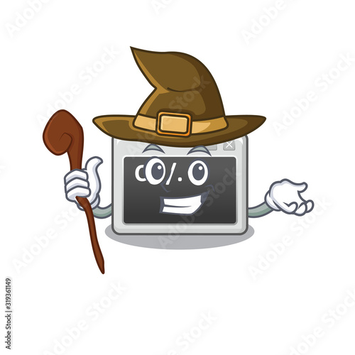 cartoon mascot style of command window dressed as a witch