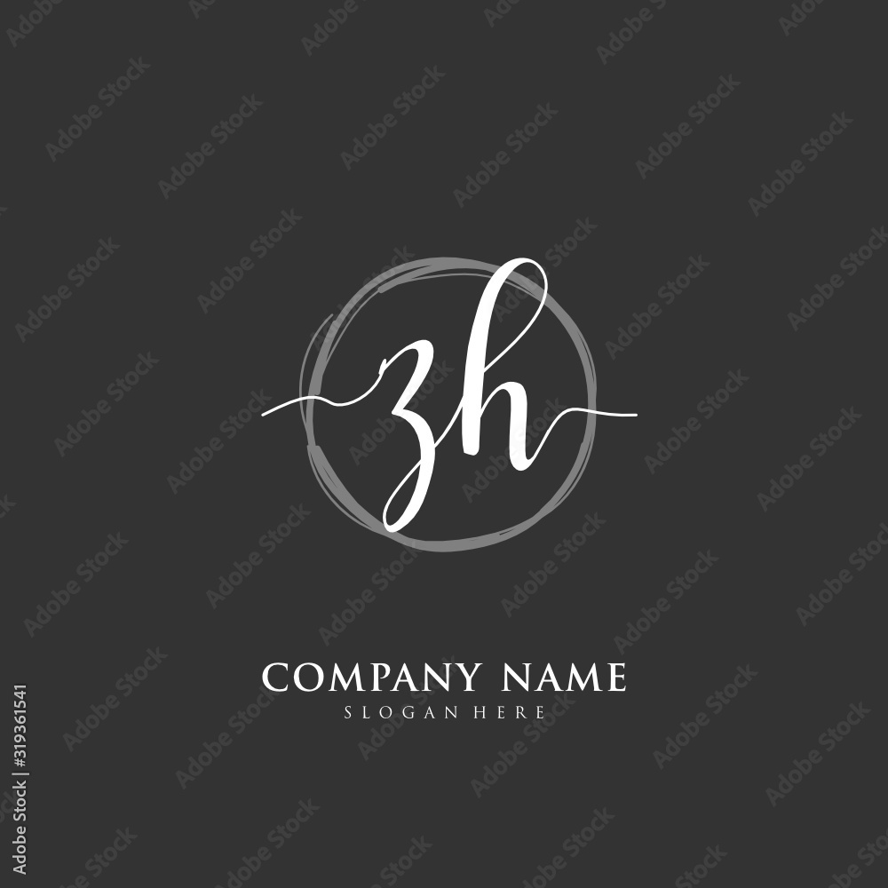 Handwritten initial letter Z H ZH for identity and logo. Vector logo template with handwriting and signature style. Handwritten initial letter Z H ZH for identity and logo. Vector logo template with handwriting and signature style.