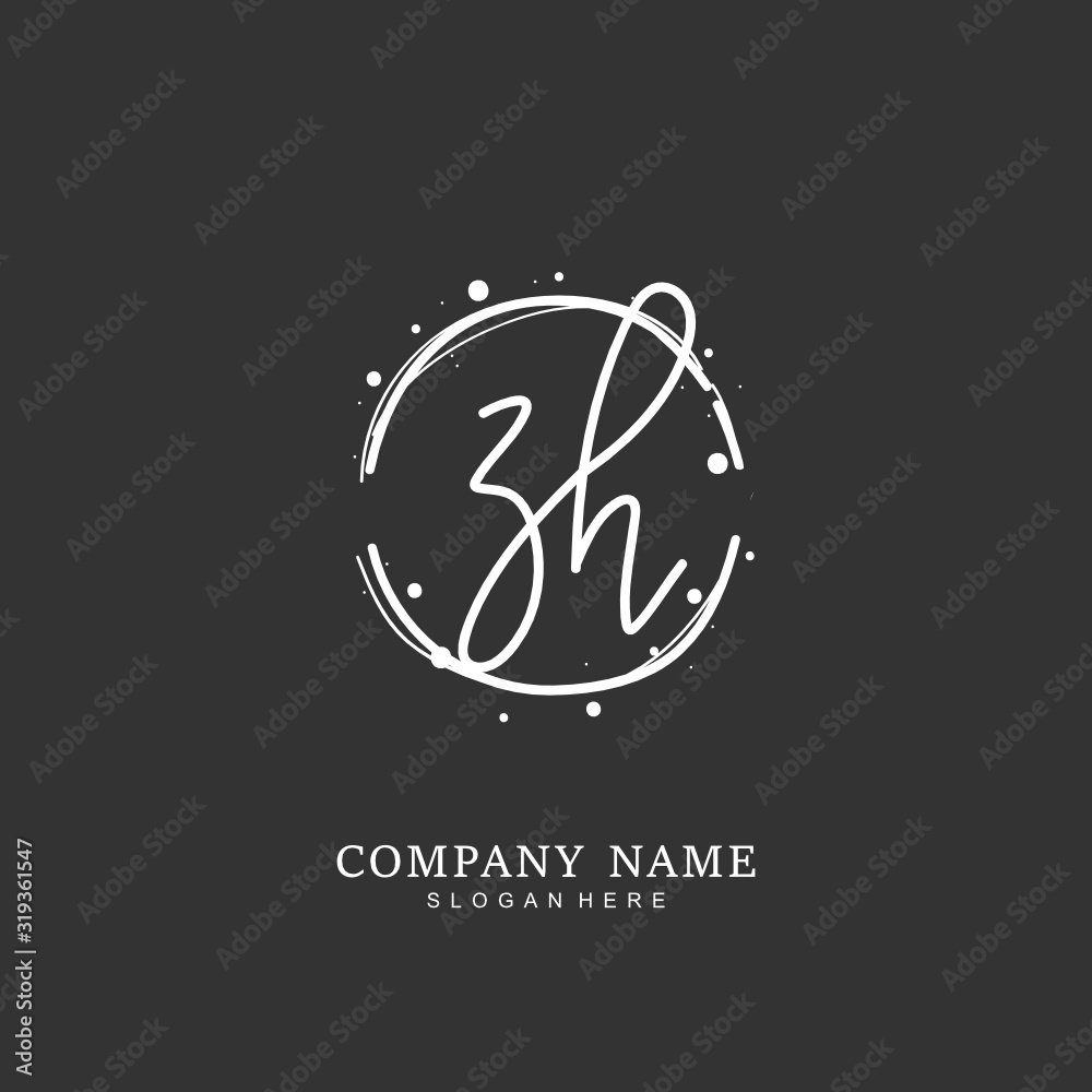 Handwritten initial letter Z H ZH for identity and logo. Vector logo template with handwriting and signature style. Handwritten initial letter Z H ZH for identity and logo. Vector logo template with handwriting and signature style.