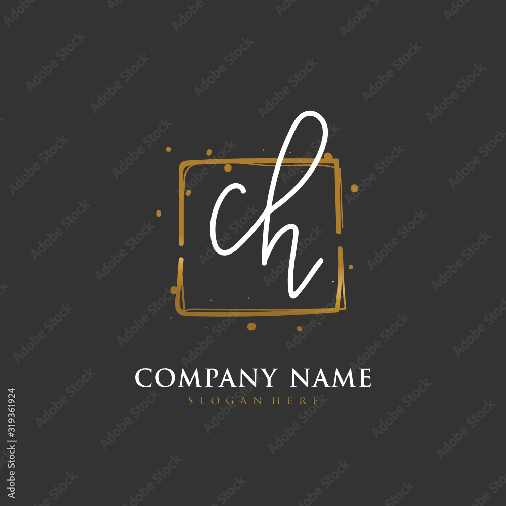Handwritten initial letter C H CH for identity and logo. Vector logo template with handwriting and signature style. Handwritten initial letter C H CH for identity and logo. Vector logo template with handwriting and signature style.