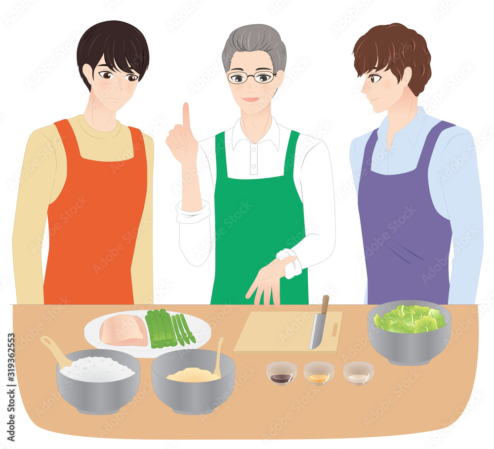料理教室に通う男性 料理教室に通う男性