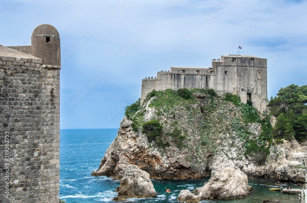View of Fortresses Lovrijenac from Dubrovnik city walls, Dubrovnik, Croatia