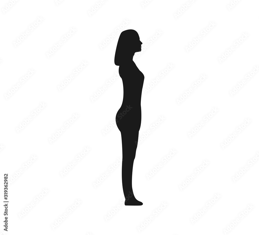 Woman silhouette, side view. Vector illustration. Flat.