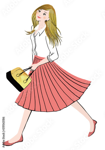 上を向いて歩く女性