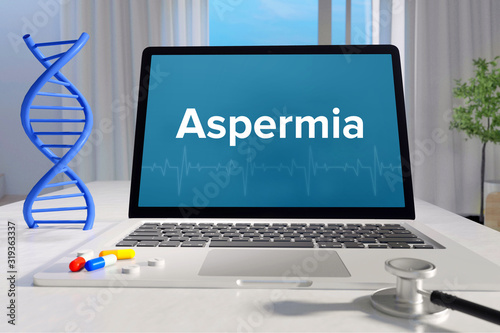 Aspermia – Medicine/health. Computer in the office with term on the screen. Science/healthcare photo