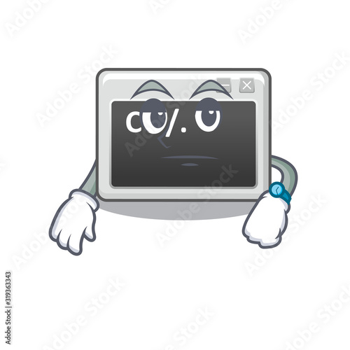 cartoon character design of command window on a waiting gesture