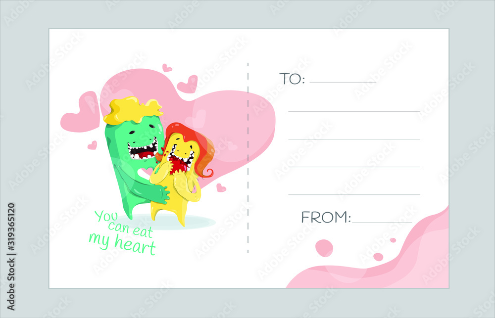 Valentine's day concept vector illustration. Funny and weird Valentine's day concept vector illustration. Funny and weird