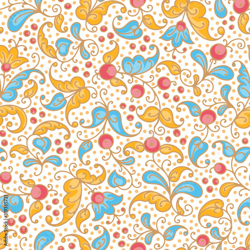 Hand drawn ornamental seamless pattern in medieval style.