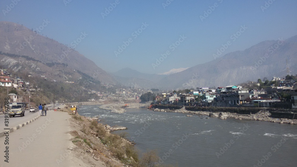 river of Neelum in AJK and view of Muzaffarabad city