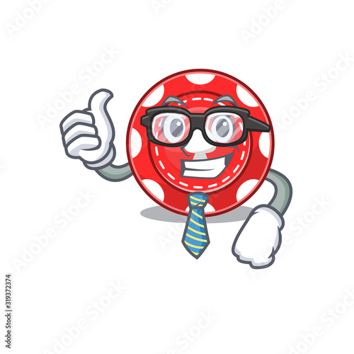 cartoon character of Businessman gambling chips wearing glasses
