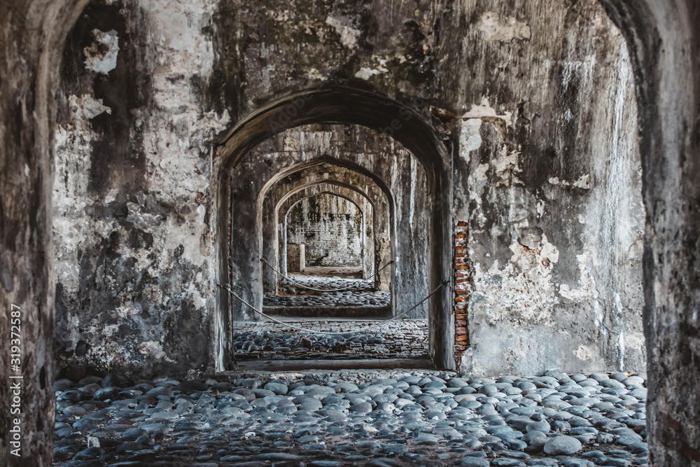 Corridors of San Juan de Ulua prison in Veracruz Mexico