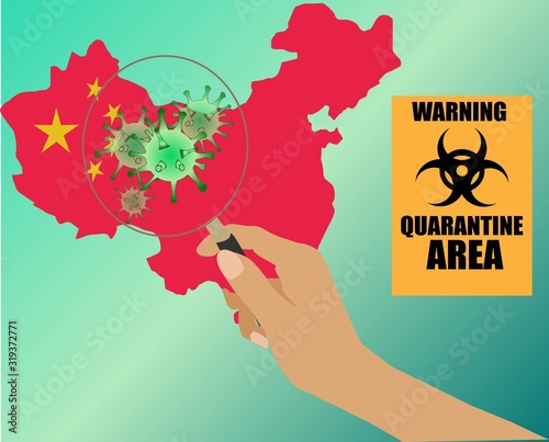 Virus in China. Health, the concept of medicine. Flat vector illustration.Human illness.Colds, inflammation of the. Pneumonia