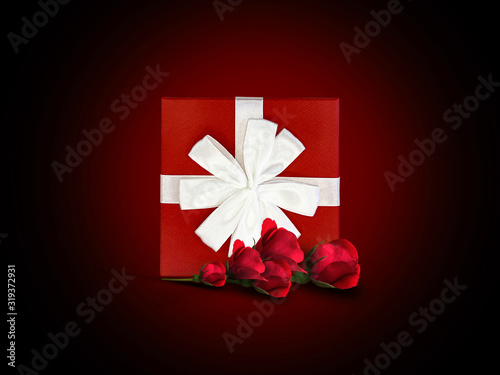 Gift, red box with a white ...