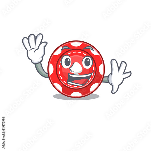 Waving friendly gambling chips cartoon character design