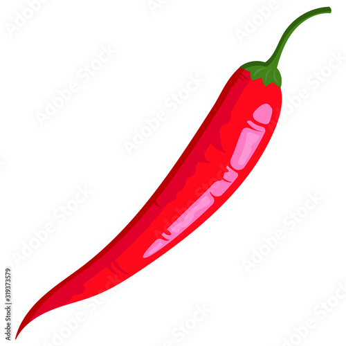 Red hot chili pepper icon; vector illustration; isolated on white.