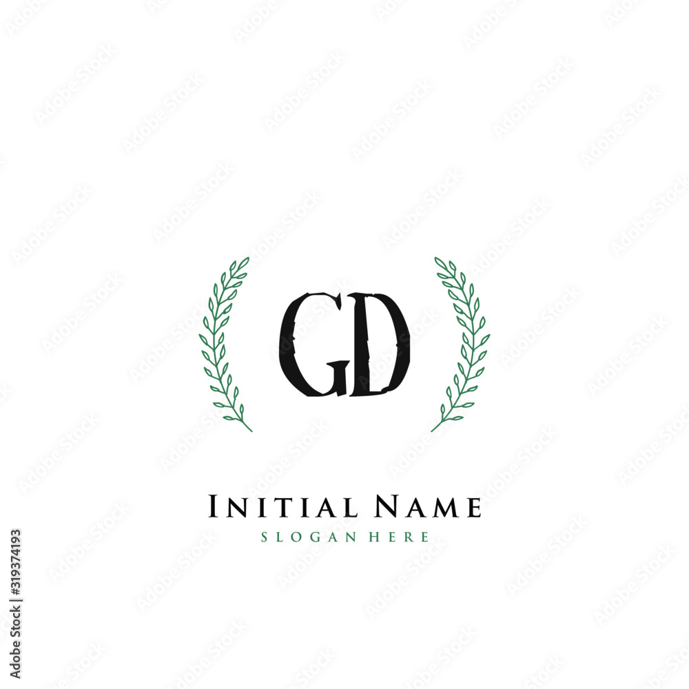 GD Initial handwriting logo vector GD Initial handwriting logo vector