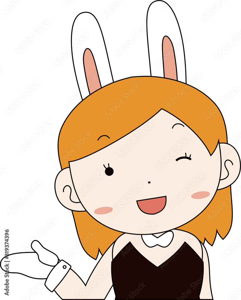 Cute pose of cute bunny girl Upper body Cute pose of cute bunny girl Upper body