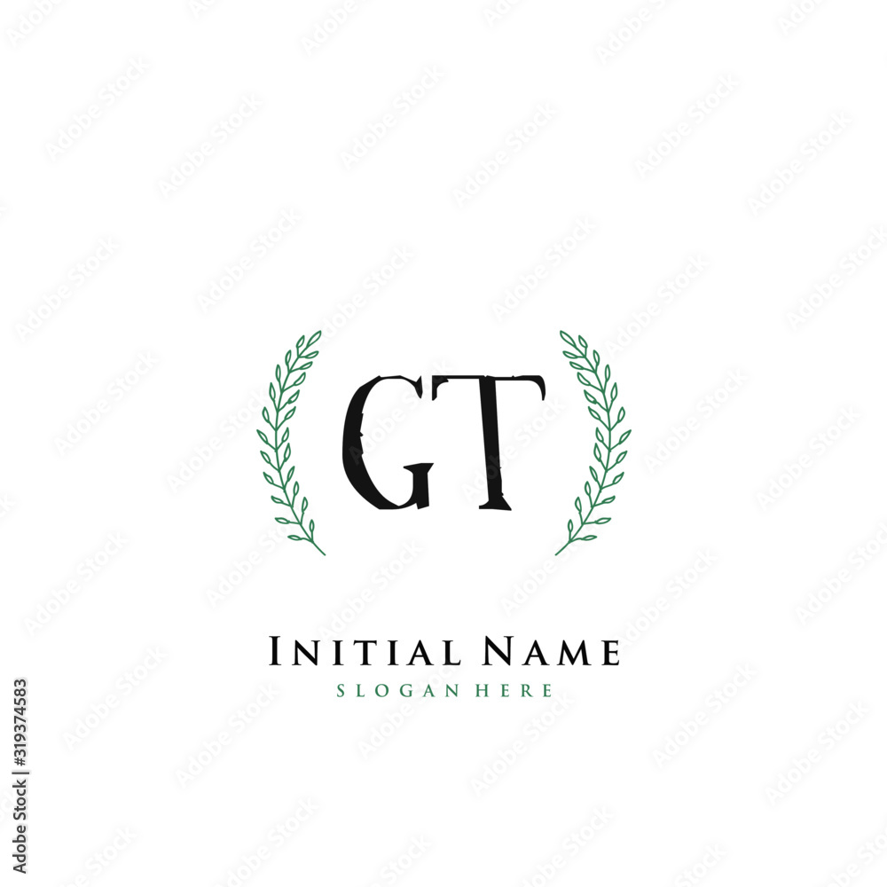 GT Initial handwriting logo vector GT Initial handwriting logo vector