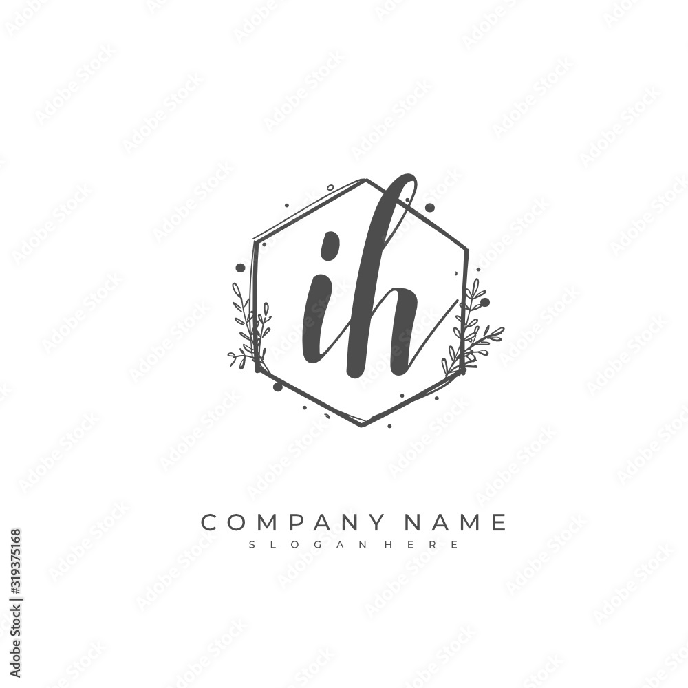 Handwritten initial letter I H IH for identity and logo. Vector logo template with handwriting and signature style. Handwritten initial letter I H IH for identity and logo. Vector logo template with handwriting and signature style.