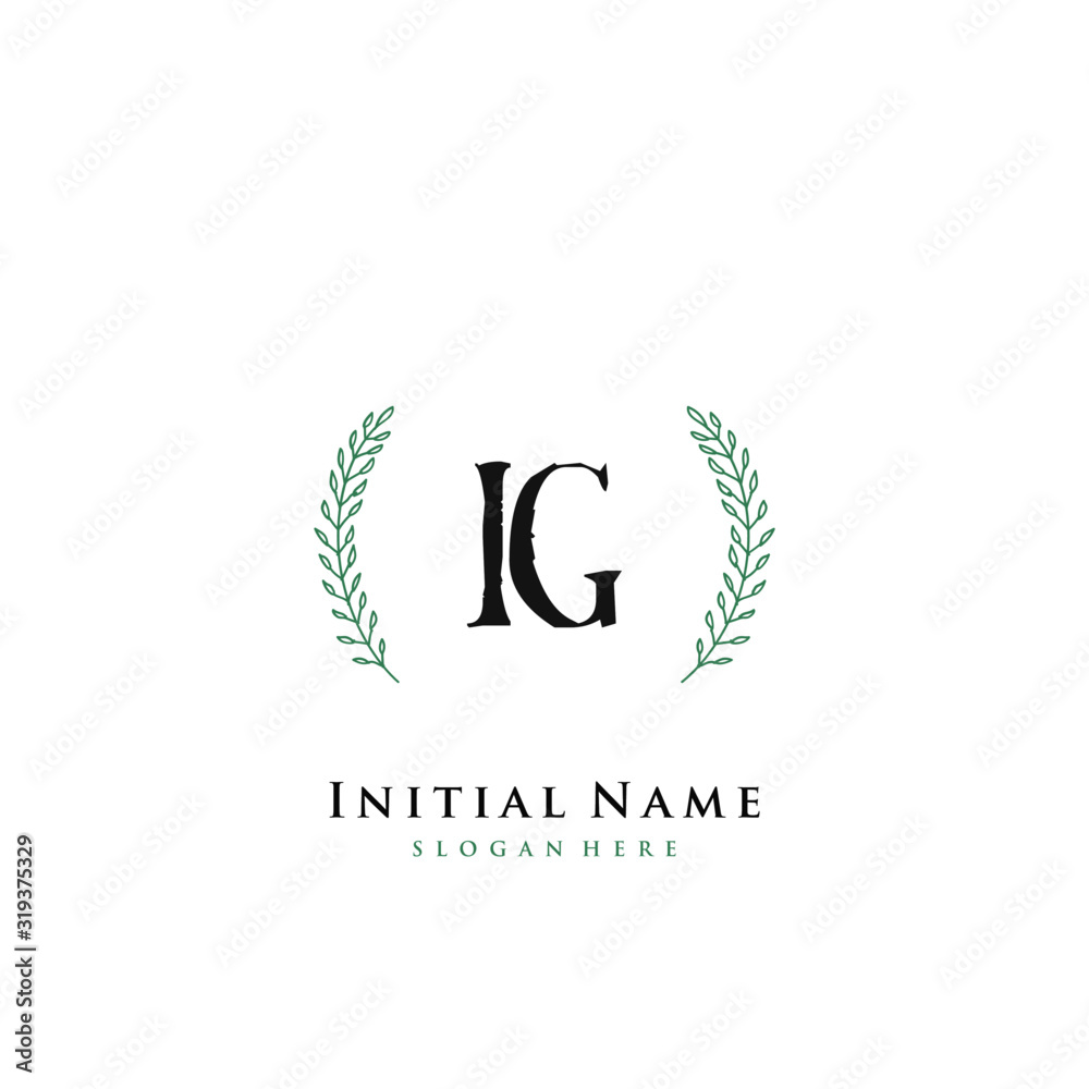 IG Initial handwriting logo vector IG Initial handwriting logo vector
