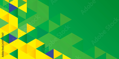 Green yellow blue triangle geometric abstract background for presentation design, banner, flyer, poster, business card and brochure. Modern flat vector illustration with Brazilian color