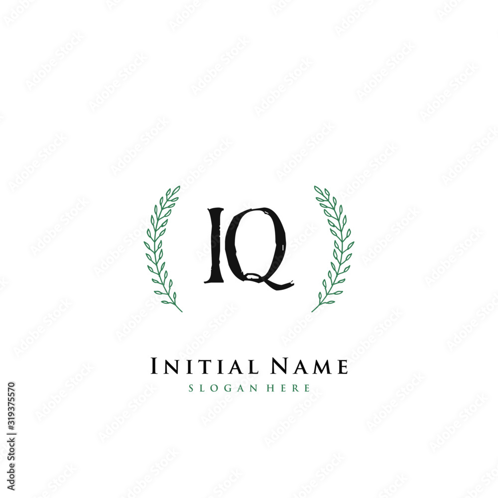 IQ Initial handwriting logo vector IQ Initial handwriting logo vector