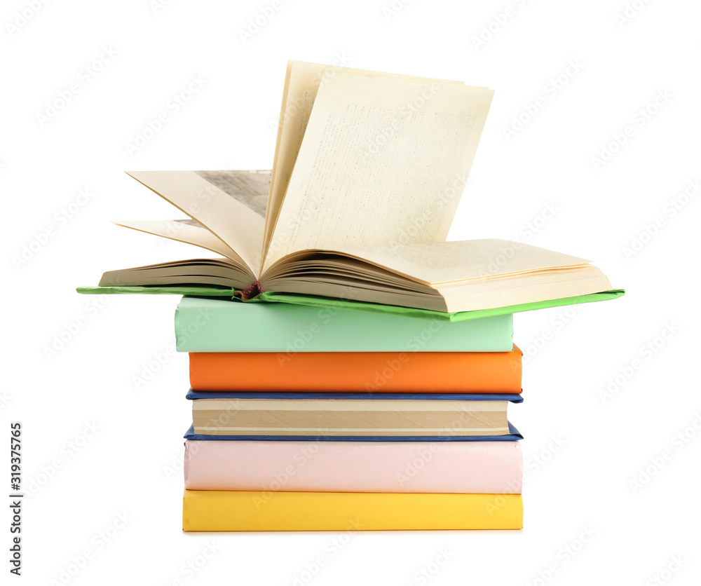 Stack of colorful books isolated on white Stack of colorful books isolated on white