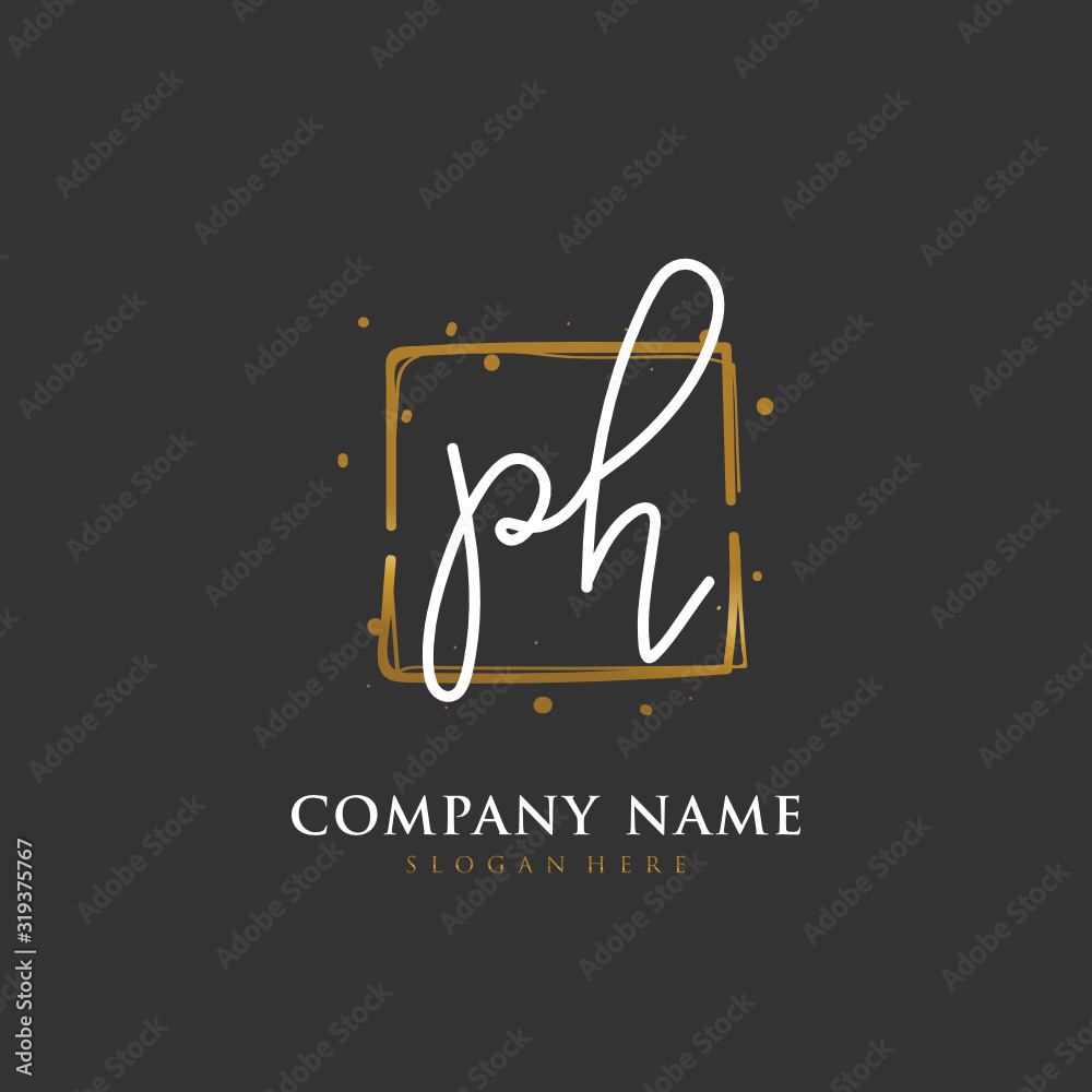 Handwritten initial letter P H PH for identity and logo. Vector logo template with handwriting and signature style. Handwritten initial letter P H PH for identity and logo. Vector logo template with handwriting and signature style.