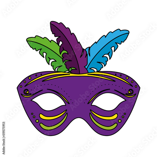 Isolated mardi gras mask with feathers vector design
