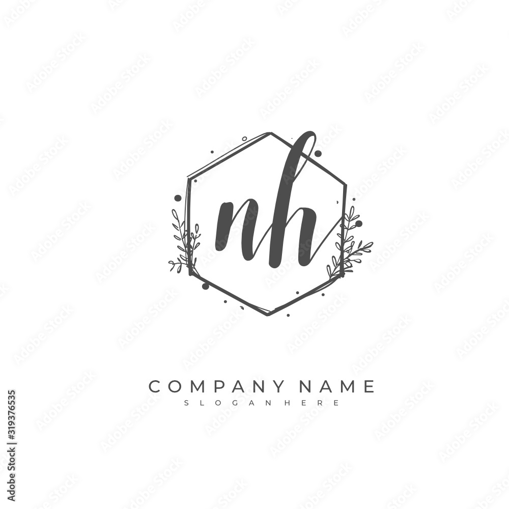 Handwritten initial letter N H NH for identity and logo. Vector logo template with handwriting and signature style. Handwritten initial letter N H NH for identity and logo. Vector logo template with handwriting and signature style.