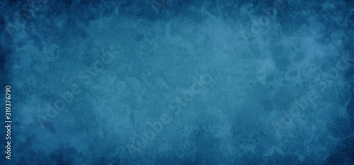 Blue background with texture and distressed vintage grunge and rock or stone wall marbled paint stains on dark border in elegant backdrop illustration