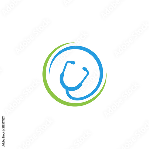 Stethoscope vector icon logo design. Health checkup tool vector icon