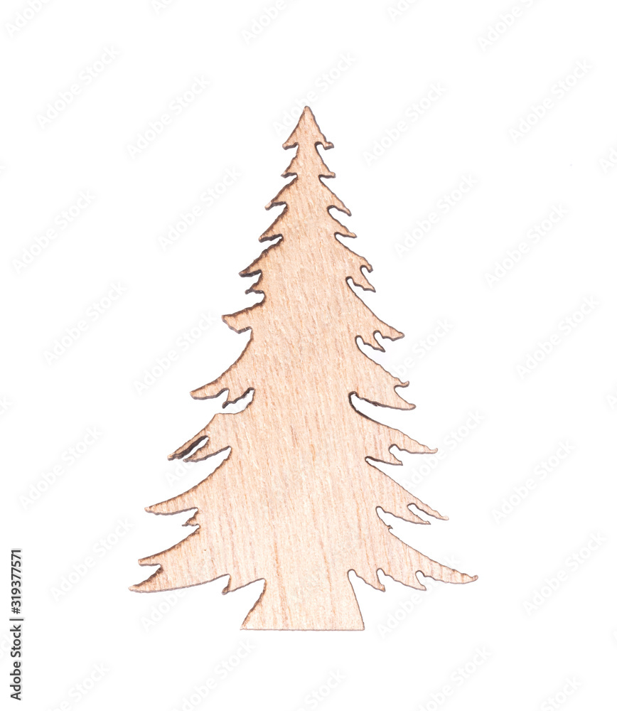 Fototapeta premium Christmas pine tree made of wood isolated