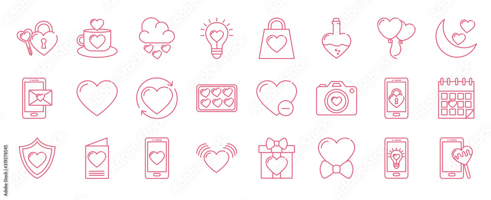 Isolated love icon set vector design