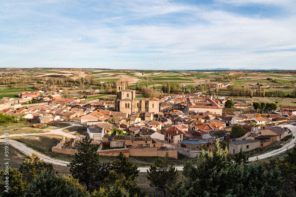 Fototapeta premium Panoramic view of an old Castilian medieval town. Penaranda de Duero in Spain