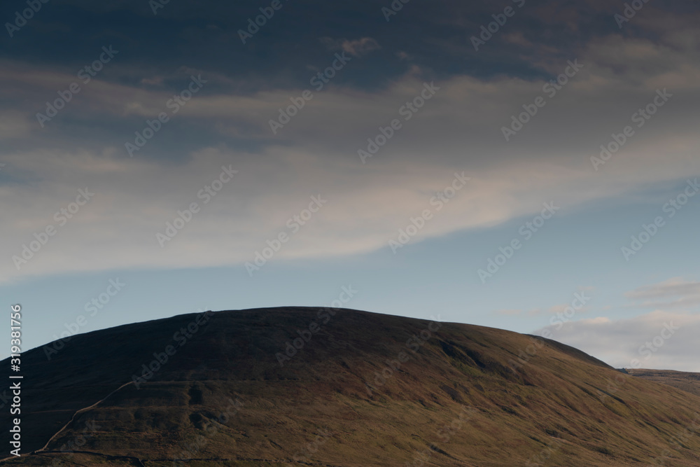 Sunset over Ingleborough is the second-highest mountain in the Yorkshire Dales