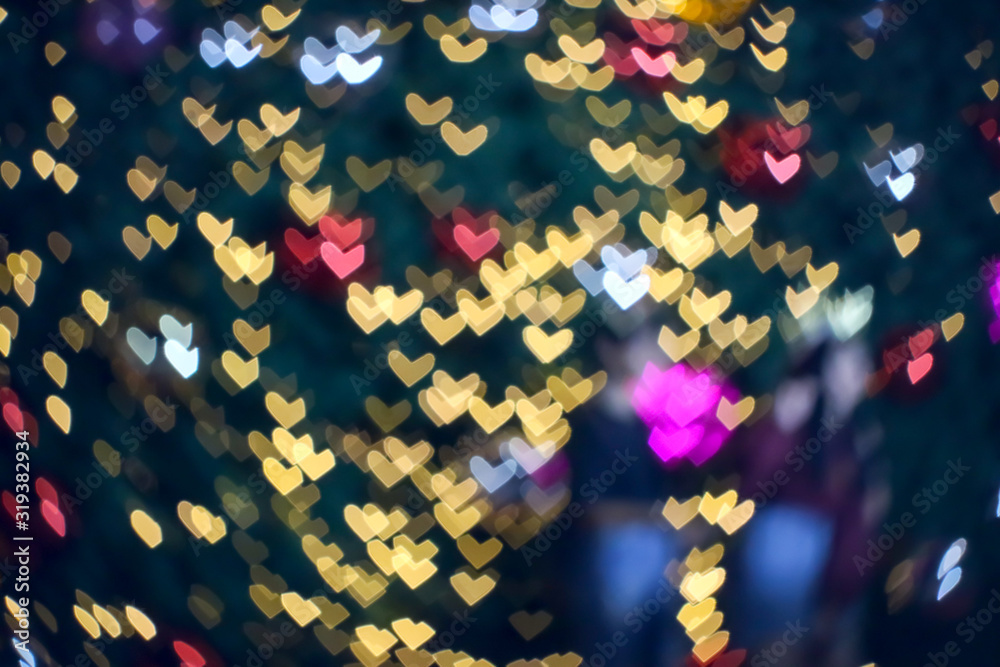 bokeh heart shape love valentine colorful night light at shopping mall bokeh heart shape love valentine colorful night light at shopping mall