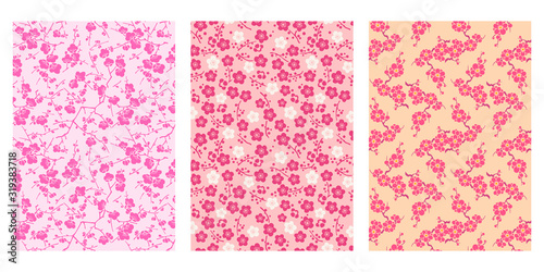 Japanese Cute Plum Blooming Abstract Vector Background Collection