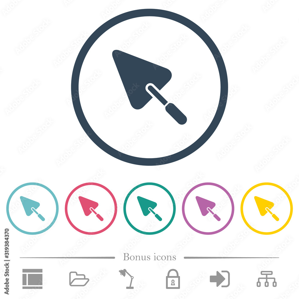 Trowel flat color icons in round outlines Trowel flat color icons in round outlines