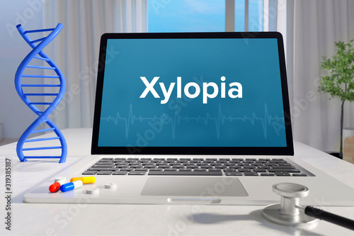 Xylopia– Medicine/health. Computer in the office with term on the screen. Science/healthcare photo