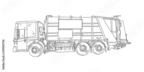 Garbage collection vehicle, vector illustration.