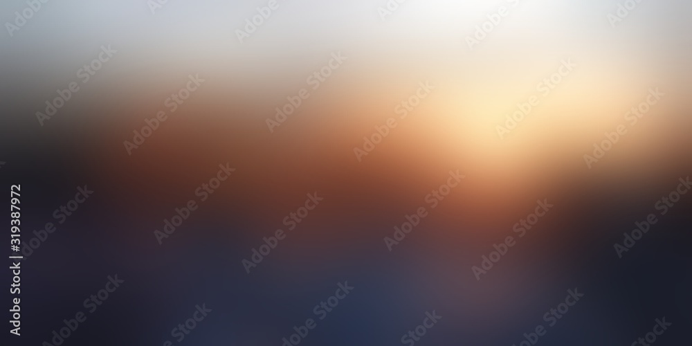 Golden sunset view formless pattern banner. Night landscape empty background. Lens flare natural defocus illustration. Yellow grey black blurred abstract template.