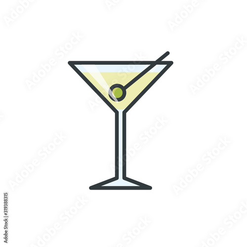 Dry Martini glass vector color icon