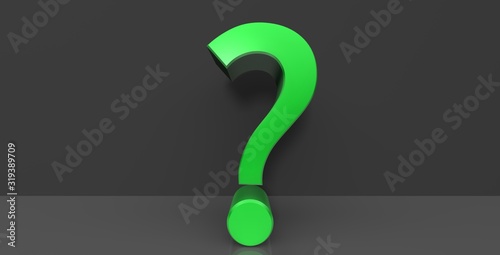 question mark green 3d rendering sign interrogation point