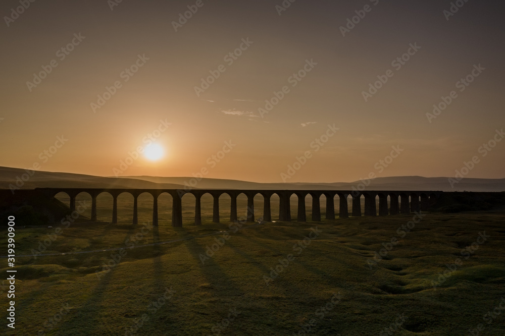 Sunset over Iconic Yorkshire Landmark Ribblehead Viaduct