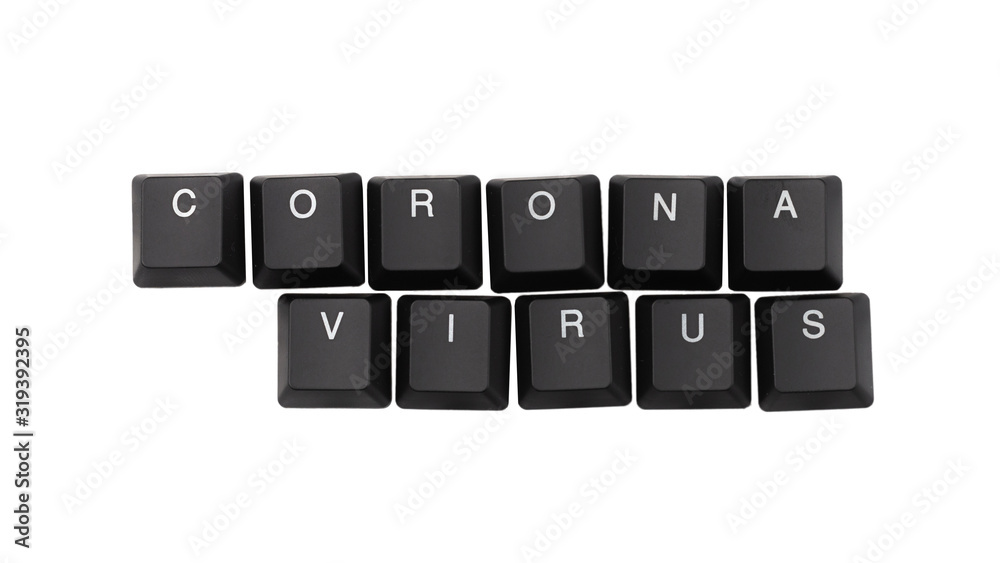 Word Coronavirus written on keyboard. Isolated on white. Word Coronavirus written on keyboard. Isolated on white.