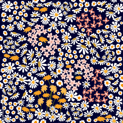 Trendy fabric pattern with miniature flowers.