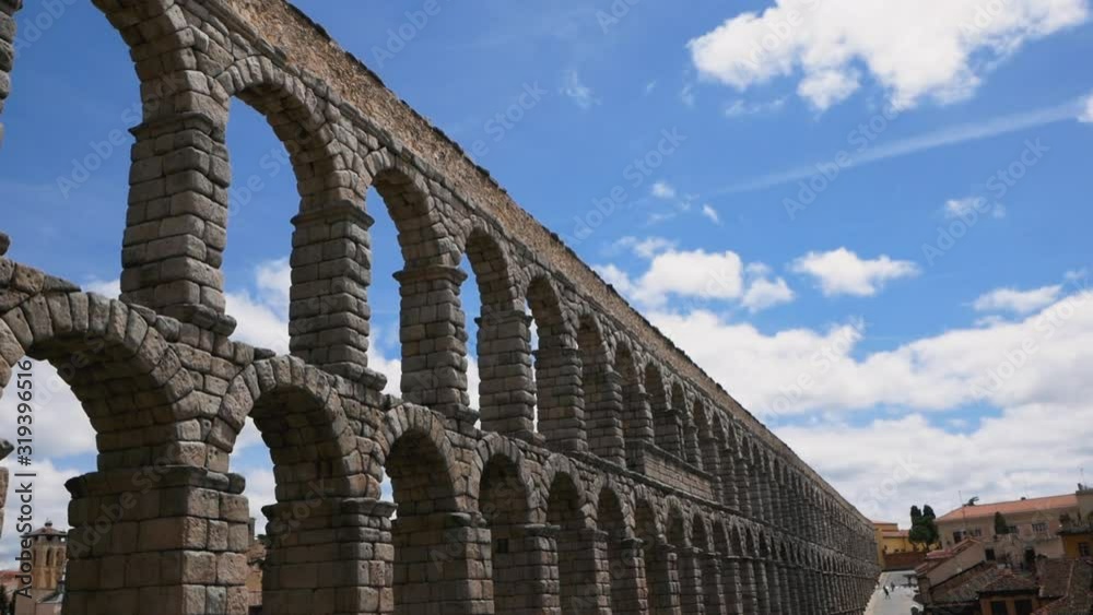 Ancient Roman aqueduct on Plaza square in Segovia, Spain Ancient Roman aqueduct on Plaza square in Segovia, Spain
