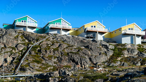 West Greenland Ilulissat Jakobshavn Jacobshaven colored chimneys